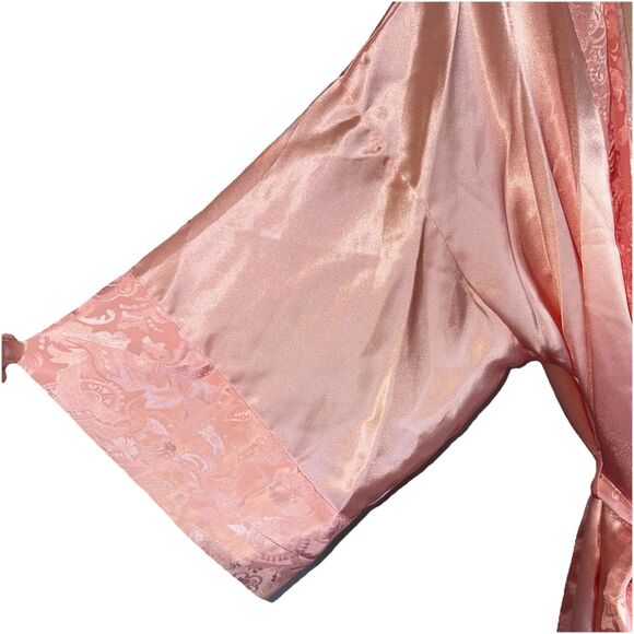 Victoria’s Secret Vintage Gold Label Peach Satin Short Robe Kimono O/S 54" Bust - Picture 4 of 8